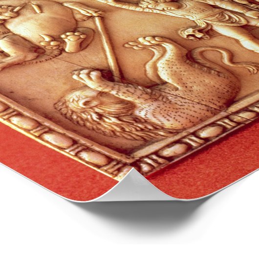 Diptych met een leeuwenjachtscène poster (Hoek)