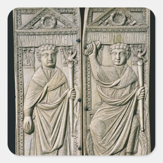 Diptych of Boethius Consul in 487 AD Vierkante Sticker (Voorkant)
