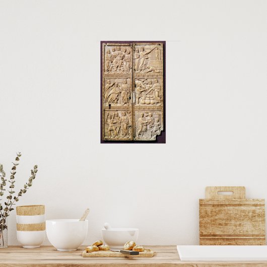 Diptych toont de Miracles van Christus Poster (Keuken)