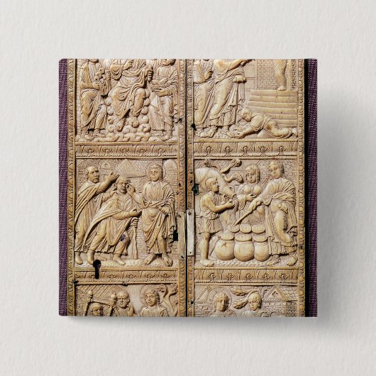 Diptych toont de Miracles van Christus Vierkante Button 5,1 Cm (Voorkant)