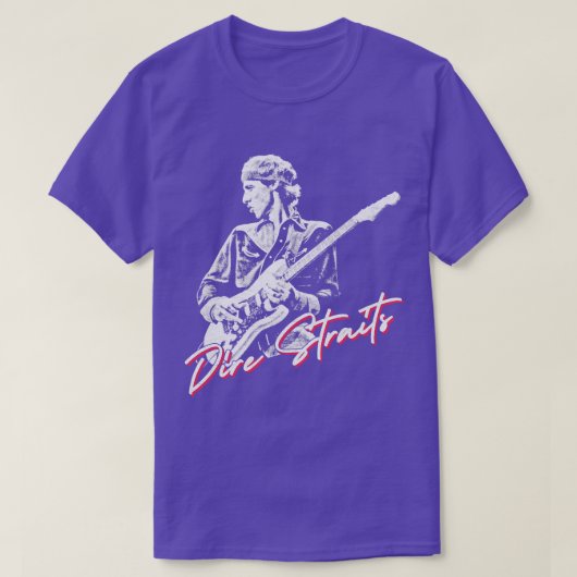 Dire Straits Retro Vervaagd Stijl Fan Design T-shirt (Design voorkant)