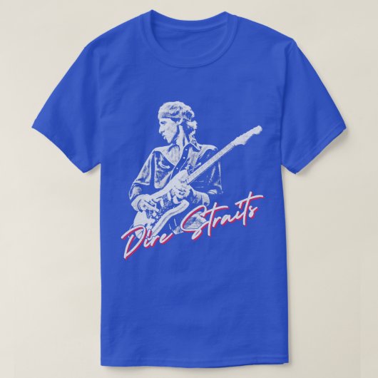 Dire Straits Retro Vervaagd Stijl Fan Design T-shirt (Design voorkant)