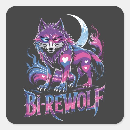 Dire Wolf Birewolf Biseksueel LGBT Vierkante Sticker (Voorkant)