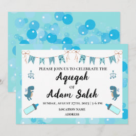 Direct bewerkbare Aqeeqah Boy Blue Invitation Kaar Kaart