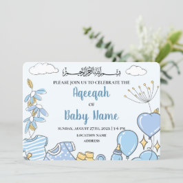 Direct bewerkbare baby jongen Aqeeqah uitnodigings Kaart