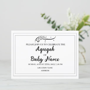 Direct bewerkbare Neutral Aqeeqah Invitation Kaart