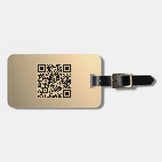 Direct bewerkbare QR-code Sjabloon | Faux Gold Bagagelabel (Voorkant horizontaal)