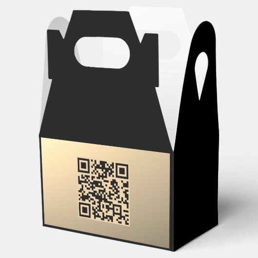 Direct bewerkbare QR-code Sjabloon | Faux Gold Bedankdoosjes (Geopend)
