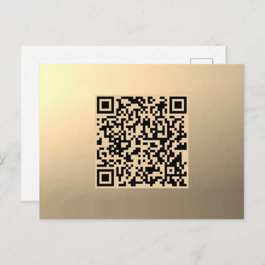 Direct bewerkbare QR-code Sjabloon | Faux Gold Briefkaart (Voorkant / Achterkant)