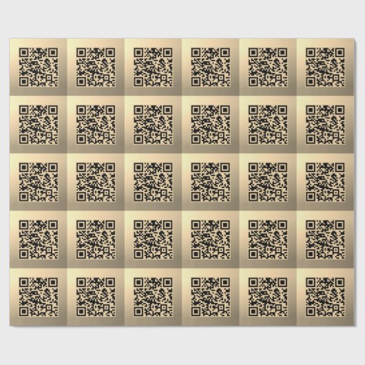Direct bewerkbare QR-code Sjabloon | Faux Gold Cadeaupapier (Vlak)