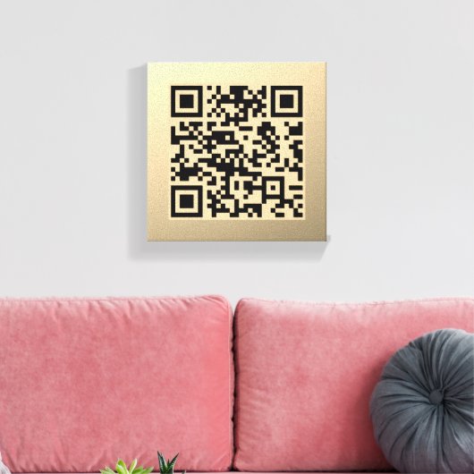 Direct bewerkbare QR-code Sjabloon | Faux Gold Canvas Afdruk (Insitu (Woonkamer))