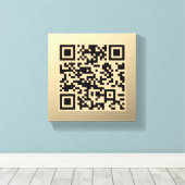 Direct bewerkbare QR-code Sjabloon | Faux Gold Canvas Afdruk (Insitu (Houten vloer))
