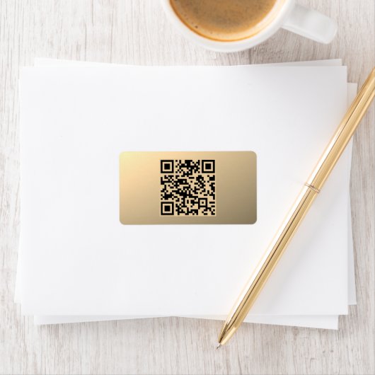 Direct bewerkbare QR-code Sjabloon | Faux Gold Etiket (Insitu)