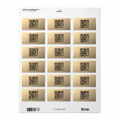Direct bewerkbare QR-code Sjabloon | Faux Gold Etiket (Full Sheet)