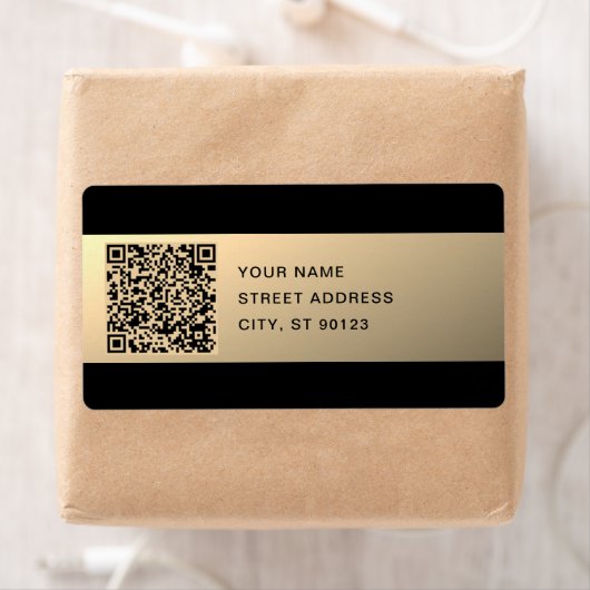 Direct bewerkbare QR-code Sjabloon | Faux Gold Etiket (Insitu)