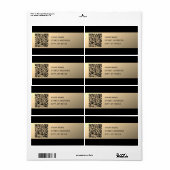 Direct bewerkbare QR-code Sjabloon | Faux Gold Etiket (Full Sheet)