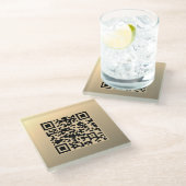 Direct bewerkbare QR-code Sjabloon | Faux Gold Glazen Onderzetter (Schuin)