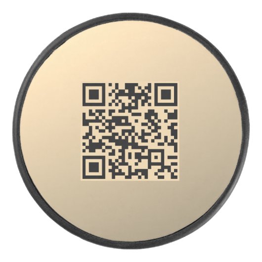 Direct bewerkbare QR-code Sjabloon | Faux Gold Hockey Puck (Voorkant)