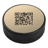 Direct bewerkbare QR-code Sjabloon | Faux Gold Hockey Puck (3/4)