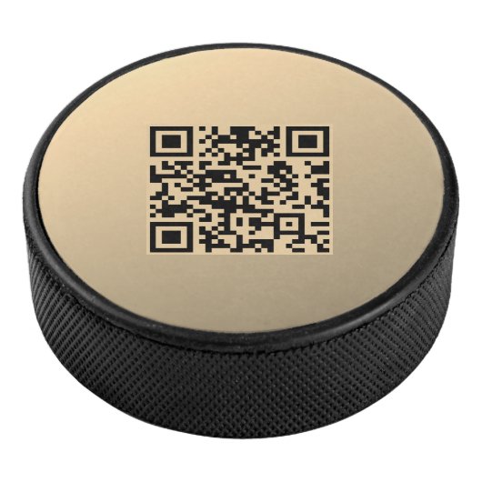 Direct bewerkbare QR-code Sjabloon | Faux Gold Hockey Puck (3/4)