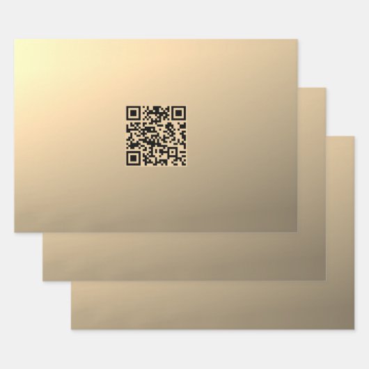 Direct bewerkbare QR-code Sjabloon | Faux Gold Inpakpapier Vel (Set)