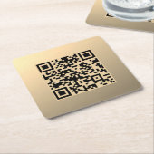 Direct bewerkbare QR-code Sjabloon | Faux Gold Kartonnen Onderzetters (Schuin)