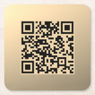 Direct bewerkbare QR-code Sjabloon   Faux Gold Kartonnen Onderzetters