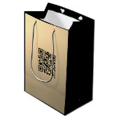 Direct bewerkbare QR-code Sjabloon | Faux Gold Medium Cadeauzakje (Voorkant Gekanteld)