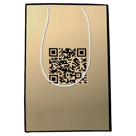 Direct bewerkbare QR-code Sjabloon | Faux Gold Medium Cadeauzakje (Voorkant)