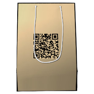 Direct bewerkbare QR-code Sjabloon   Faux Gold Medium Cadeauzakje