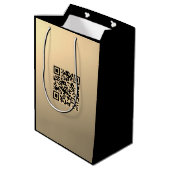 Direct bewerkbare QR-code Sjabloon | Faux Gold Medium Cadeauzakje (Achterkant Gekanteld)
