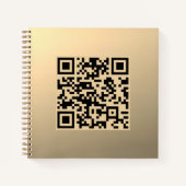 Direct bewerkbare QR-code Sjabloon | Faux Gold Notitieboek (Voorkant)