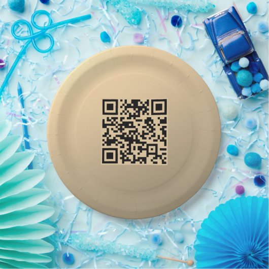 Direct bewerkbare QR-code Sjabloon | Faux Gold Papieren Bordje (Feest)