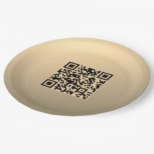 Direct bewerkbare QR-code Sjabloon | Faux Gold Papieren Bordje (Gekanteld)