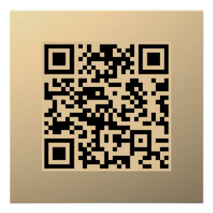 Direct bewerkbare QR-code Sjabloon   Faux Gold Perfect Poster