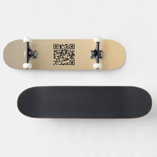 Direct bewerkbare QR-code Sjabloon | Faux Gold Persoonlijk Skateboard (Horizontaal)