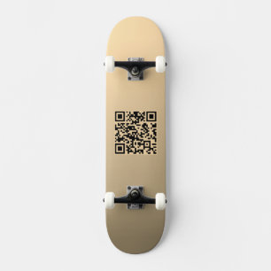 Direct bewerkbare QR-code Sjabloon   Faux Gold Persoonlijk Skateboard