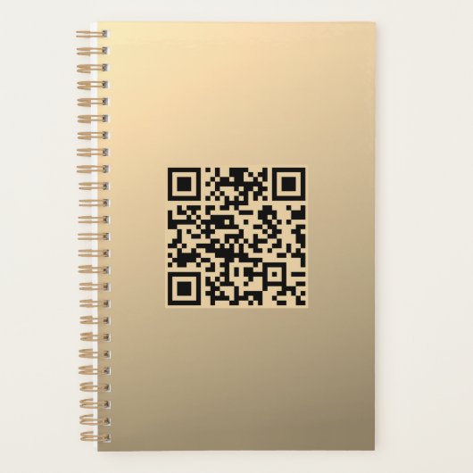Direct bewerkbare QR-code Sjabloon | Faux Gold Planner (Voorkant)