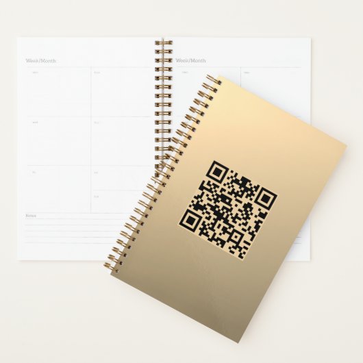 Direct bewerkbare QR-code Sjabloon | Faux Gold Planner (Display)