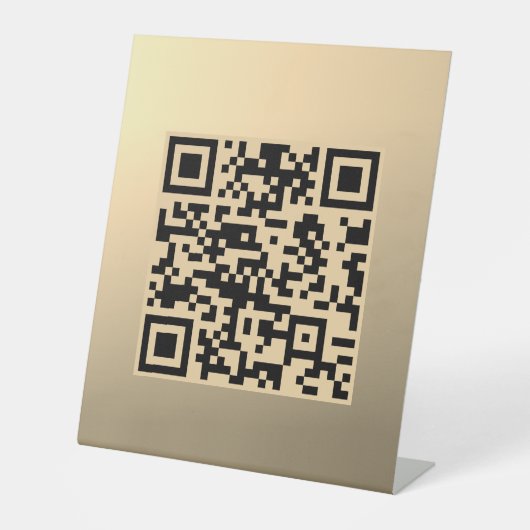 Direct bewerkbare QR-code Sjabloon | Faux Gold Reclamebord Met Voetstuk (Voorkant)