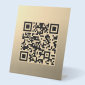 Direct bewerkbare QR-code Sjabloon | Faux Gold Reclamebord Met Voetstuk