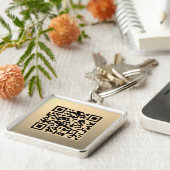Direct bewerkbare QR-code Sjabloon | Faux Gold Sleutelhanger (Zijkant)