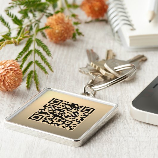 Direct bewerkbare QR-code Sjabloon | Faux Gold Sleutelhanger (Zijkant)