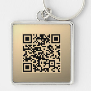Direct bewerkbare QR-code Sjabloon   Faux Gold Sleutelhanger