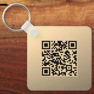Direct bewerkbare QR-code Sjabloon   Faux Gold Sleutelhanger