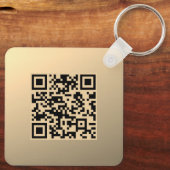 Direct bewerkbare QR-code Sjabloon | Faux Gold Sleutelhanger (Achterkant)
