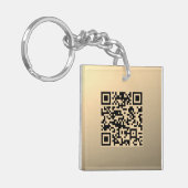 Direct bewerkbare QR-code Sjabloon | Faux Gold Sleutelhanger (Voorkant Links)