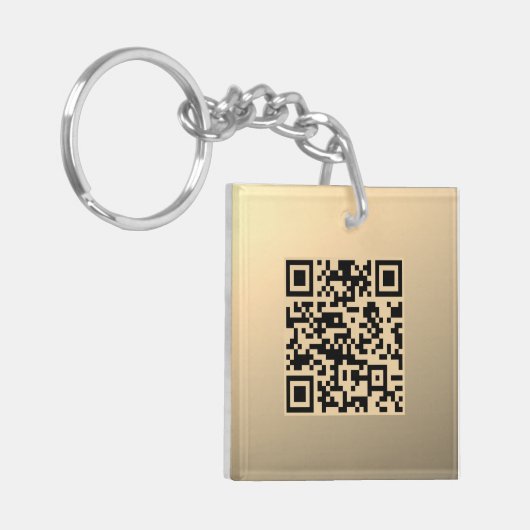 Direct bewerkbare QR-code Sjabloon | Faux Gold Sleutelhanger (Voorkant Links)