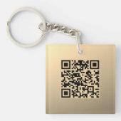 Direct bewerkbare QR-code Sjabloon | Faux Gold Sleutelhanger (Voorkant)