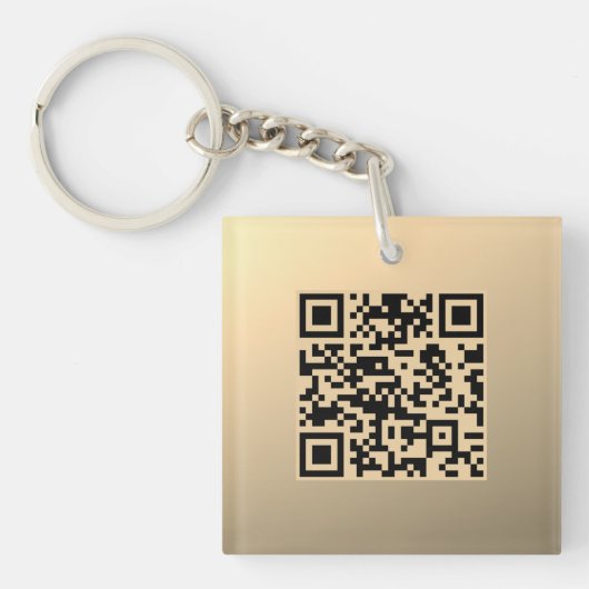 Direct bewerkbare QR-code Sjabloon | Faux Gold Sleutelhanger (Voorkant)